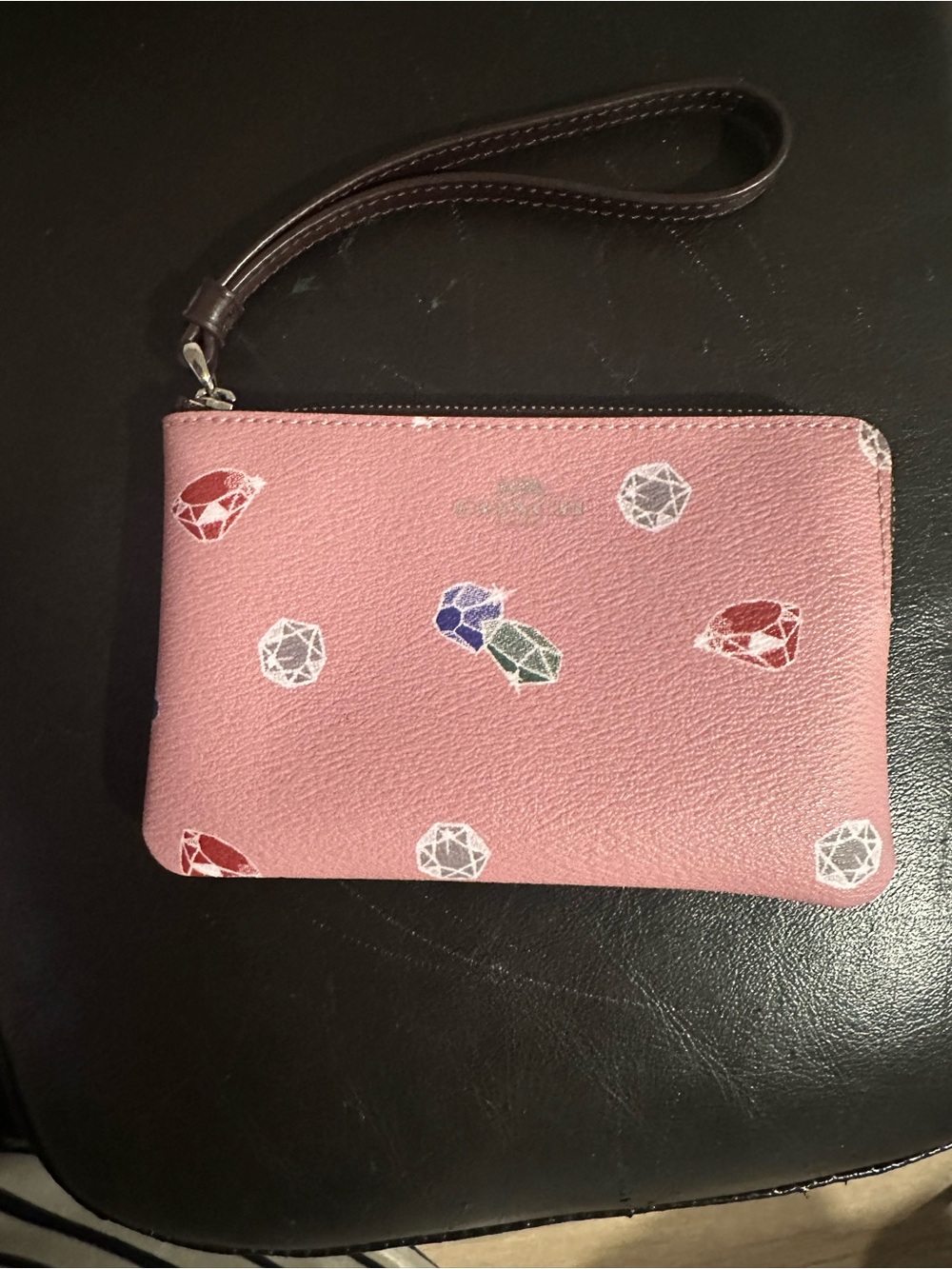 Coach Pink Gem Print Wristlet Clutch